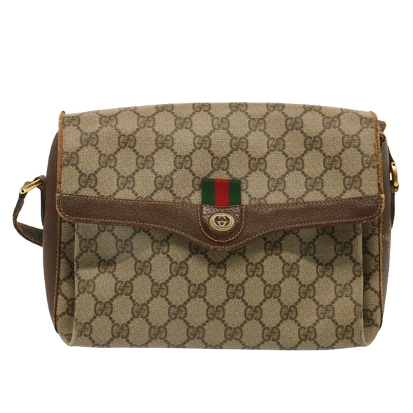 GUCCI GG Supreme Web Sherry Line Shoulder Bag PVC Beige 904 02 084 Auth 73034 - Picture 13 of 16